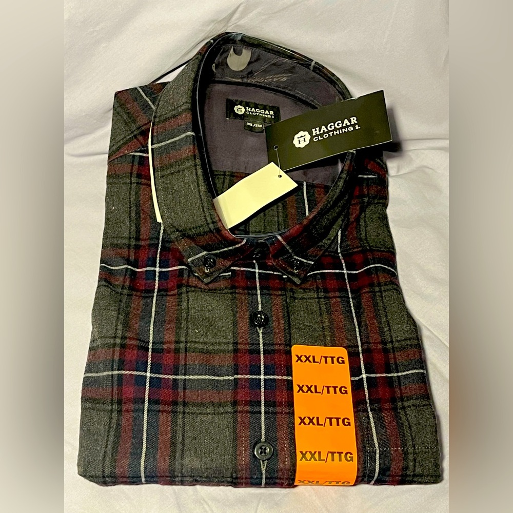 Brand new plaid long sleeve plaid shirt haggar